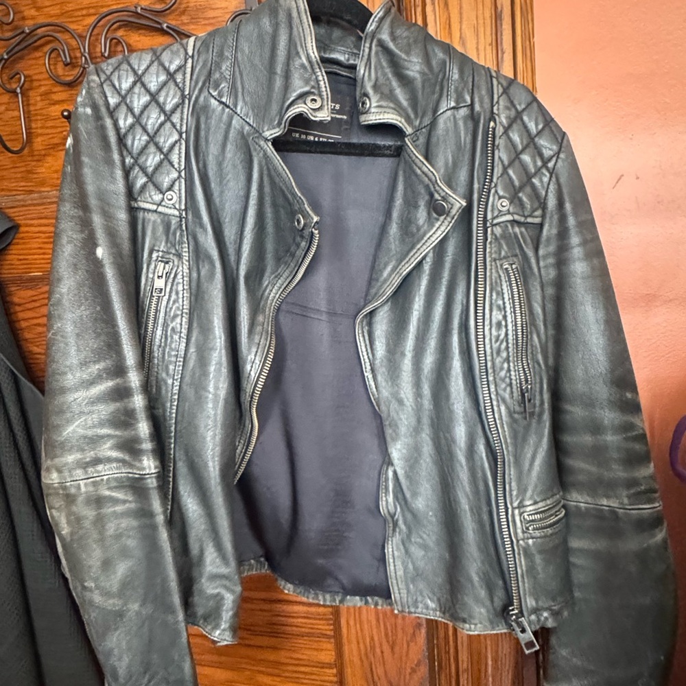 Women’s All Saints Black Leather Biker Jacket